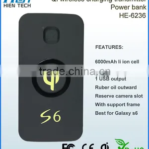 High Quality Qi Wireless Charger Power Bank 6000mAh Rechargeable Battery USB Charging Pad Powerbank for Mobile thumbnail-2