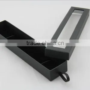 High End Handmade Black Bracelet Box / Jewelry Packing Boxes With Pvc Clear Window Custom Made Accept thumbnail-1
