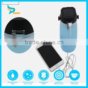 700ml Unique Solar Light Silicone Foldable Water Bottle for Sale thumbnail-3