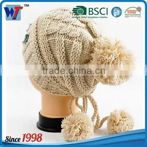 High Quality Pom Pom Cheap Custom Winter Hat Knitted Beanie Knitted Hat thumbnail-4