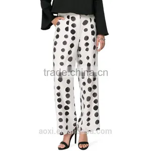 Oem Clothes Supplier Ltweight Dot Print Formal Wear Fashion Loose Pants for Women thumbnail-4
