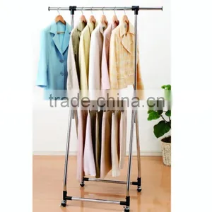 Extendable Single Bar Clothes Hanging Stand Garment Rack thumbnail-1