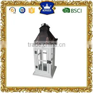 Handmade Wooden White Metal Lantern thumbnail-1