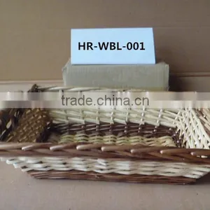 Handmade Willow Handled Fruit Basket With Round or Rectangular Shape thumbnail-1