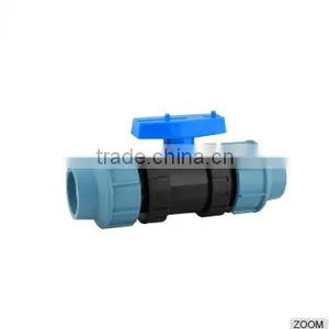 Hdpe Double Union pp Ball Valve PN16(straight)pp Compression Fitting for H DPE Pipes /plastic Ball Valve thumbnail-1