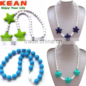 Soft on Babies Gums Champagne Navajo White DimGray Colors for You Choice Necklaces Silicone Bead Teething thumbnail-4