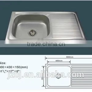 JZ-365 80x43 201single Bowl Single Tray Stainless Steel Kitchen Sink thumbnail-2