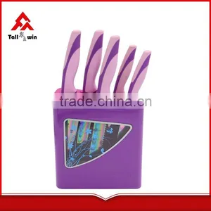 Stainless Steel Colorful Kitchen Knife Set With pp Block thumbnail-6
