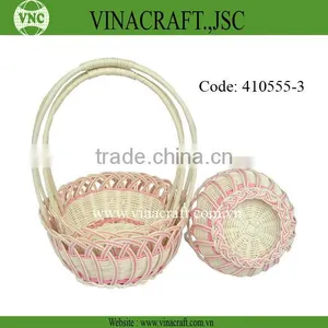 Fruit Willow Baskets With Handle in Pink Corlor for Gift thumbnail-1