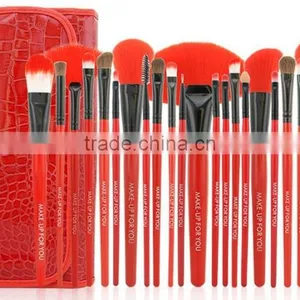 Popular Hot Selling 24 in 1 Make-Up Brush Set Red High Quality Comestic Brush With CROCO Bag For Brushes thumbnail-1