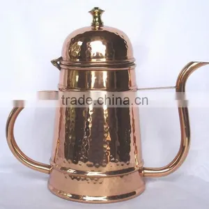 BPA Free Solid Copper Hammered Finish Polished Kettle for Tea, Coffee, Water, Brew thumbnail-1