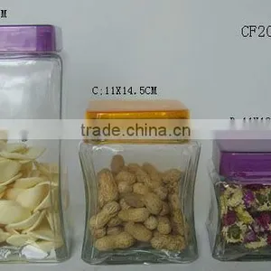 Clear Square Glass Apothecary Jars With Square Plastic Lids thumbnail-1