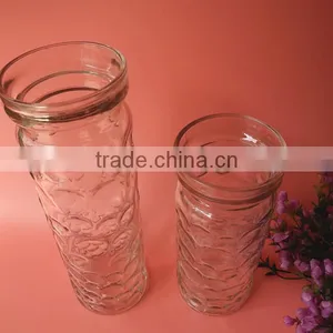 Clear Relief Pillar Glass Flower Pot thumbnail-2