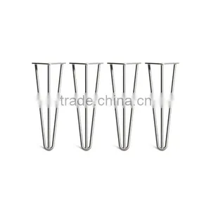 2 Rod Solid Steel 14 Inch Chrome Plating Metal Hairpin Cabinet Leg thumbnail-2