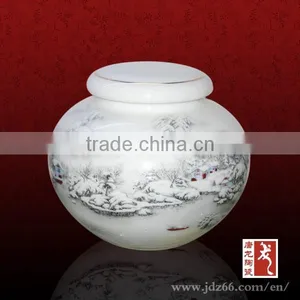 Modern Small Round White Color Porcelain Tea Container thumbnail-1