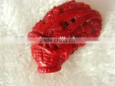 Wholesale 25-45mm Red Flower Shape Natural Coral Necklace Pendant thumbnail-1