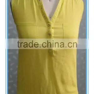 High Fashion 2015 Scoop Women Yellow Tank Top thumbnail-2