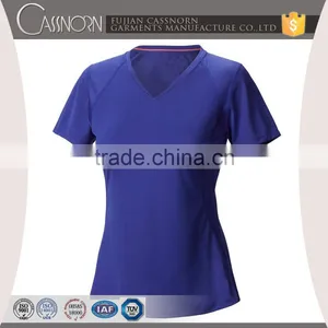 Good Quality Colorful Plain v Neck Wholesale Short Sleeve Women t Shirt thumbnail-1