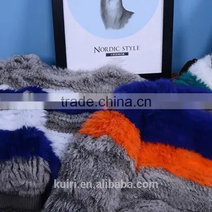 Multifunctional Women Genuine Knitted Coat Rabbit Fur Jackets Natural Winter Fashionable thumbnail-5