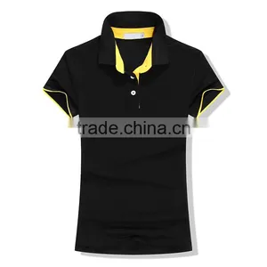 Custom Slim Fit High Quality Women Polo Shirt Design With Combination thumbnail-2