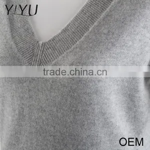 Wholesale Custom Winter Women Comfortable Solid Color v Neck Cashmere Pullover thumbnail-6