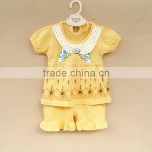 Wholesale Summer Cotton Printing Girls Kids t Shirt With Pants Set thumbnail-3