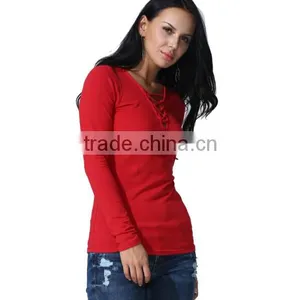 Spring Foreign Trade the Original Single Large Size T-shirt Female Cotton Pure Color Bind Coat thumbnail-2