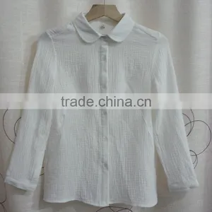 Simple Style Chiffin Wihte V Neck no Collar 7 Sleeve Women Casual Bouse thumbnail-1
