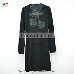 Latest Party Designs Long Sleeve Maxi Ladies Western Sweater Dress Designs thumbnail-2