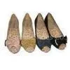PU Upper / Lining Yellow Ladies Flat Nude Peep Toe Shoes With 2cm Heels thumbnail-1