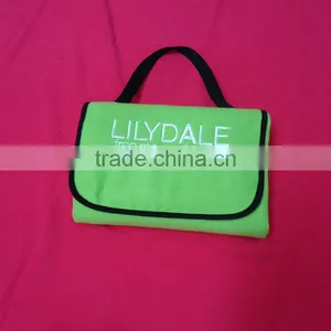 Green Color Polar Fleece With Sponge & Nylon Back Outdoor Waterproof Travel Blanket thumbnail-1
