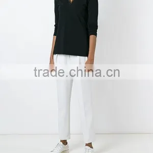 Custom Women Long Sleeve V Neck Plain T-Shirts,New T Shirts Design V Neck Black Blank Plain t Shirt for Women thumbnail-3
