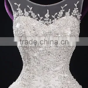 2017 New Style Luxury Beaded Round Neck Long Sleeve Mermaid Lace Wedding Dress BS42 thumbnail-4