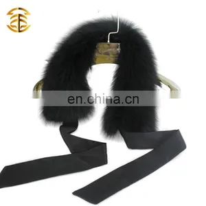 Black Bowknot Real Fox Fur Detachable Scarf Fox Fur Collar Trim thumbnail-1