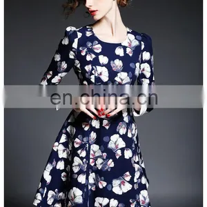 Woman Long Sleeve Print Dress Wholesale, Fashion Western Dress 2016 thumbnail-2