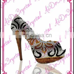 Aidocrystal Classic Flower Pattern Women Pumps High Heels Peep Toe Sandals thumbnail-1