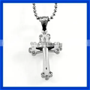 Popular Wholesale Mens Silver Stainless Steel Necklace Cross Pendant thumbnail-1