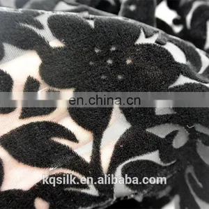 Flower Design 100% Black Silk Velvet Fabric Burnout Silk Velvet Fabric thumbnail-4