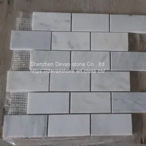 White Marble Brick Mosaic Tile Backsplash Mosaic thumbnail-2