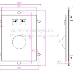 Mini Industrial Kiosk Trackball, Mechanical/ Optical, Industrial Mouse thumbnail-1