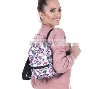 New Arrival 9inch Mini Backpack Girls Small Travel Bag With Romantic Purple Rose Image thumbnail-1