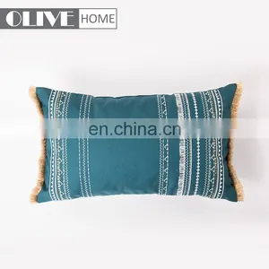 Spring Fashion Design With Gold Thread Tassel Lazies Embroidery Sofa Waist Cushions For Sale thumbnail-1