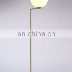 Modern White Glass Globe Shade Floor Lamp Golden Standing Lamp For Bedroom Living Room Home Lighting thumbnail-2