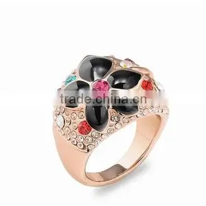 Shinning Brass Micro Pave Gold Flower Engagement Rings Jewelry Anillo Para Mujer Esposa Muchachas Chicas thumbnail-1