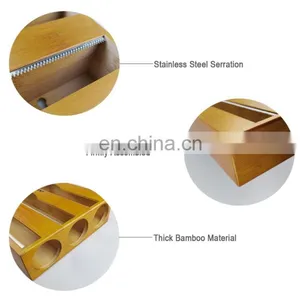 Single Bamboo Magnetic Plastic Wrap Dispenser With Slide Cutter Cling Wrap Dispenser thumbnail-5