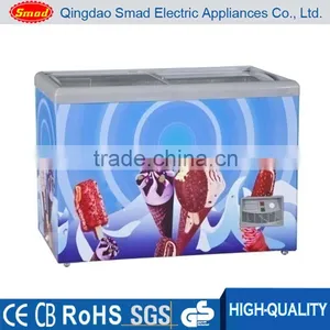 Sliding Glass Flat Door Ice Cream Showcase Deep Chest Freezer thumbnail-1