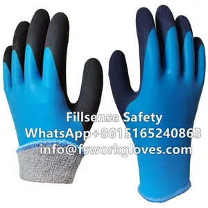 7G Polyester Liner Latex Crinkle Coated Waterproof Heavy Duty Winter Work Gloves thumbnail-3