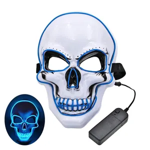 Luminous EL Wire Skull Mask Halloween Horror Scream Creepy Flashy Party Face Led Masks With Light thumbnail-2
