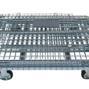 Storage Storage Metal Foldable Pallet Steel Wire Mesh Warehouse Cage Stillage thumbnail-2
