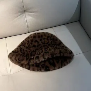 Leopard Print Faux Fur Bucket Hat thumbnail-5